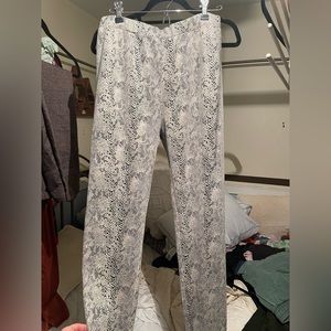 High waisted lined snake skin pants